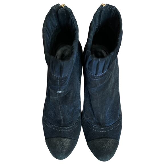 Chanel Blue Suede Ankle Boots, US7/IT 37 - Picture 5 of 16